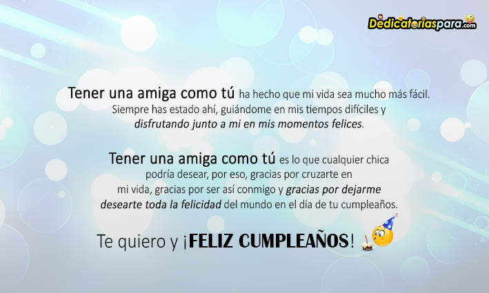 FELIZ CUMPLEAÑOS PARA MI MEJOR AMIGA