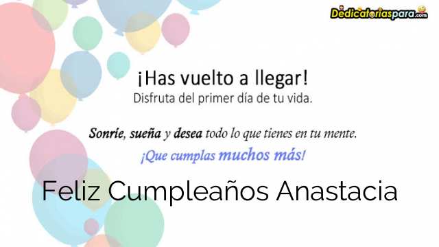 Feliz Cumpleaños Anastacia